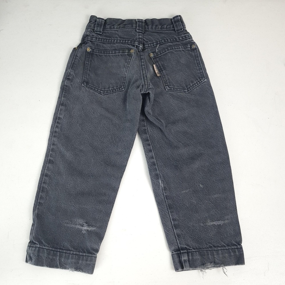 Vntg Karl Kani Jeans Boys 5 Washed Black Relaxed Straight Denim Streetwear USA